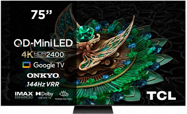 Телевизор TCL 75 C6K 4K QD-Mini LED 144hz premium pro первый руки blur bg