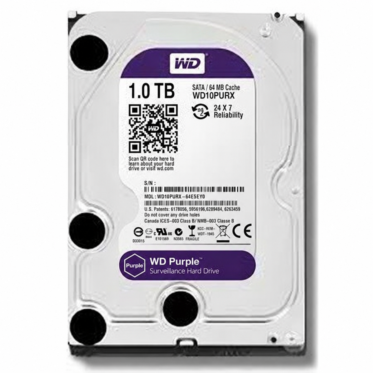 Жёсткий диск WD Purple 1 ТБ (WD10PURX) для видеонаблюдения image 0
